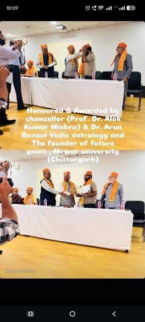 Honoured by Chancellor & Vedic Scholars